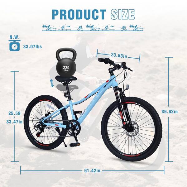 Sudzendf 24 in. Blue 6-Speed Mountain Bike High Carbon Steel Frame