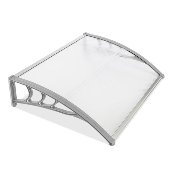Karl home 31.5 in. Gray Bracket Door and Window Fixed Awning in Clear