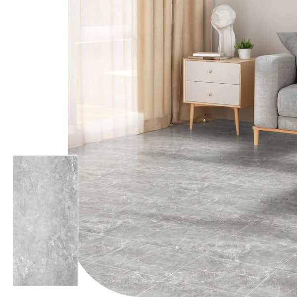Gray Marble 12MIL 12 in. x24 in. Waterproof Click Lock Vinyl Plank Flooring, SPC Rigid Core Flooring(24sq. ft. /box)