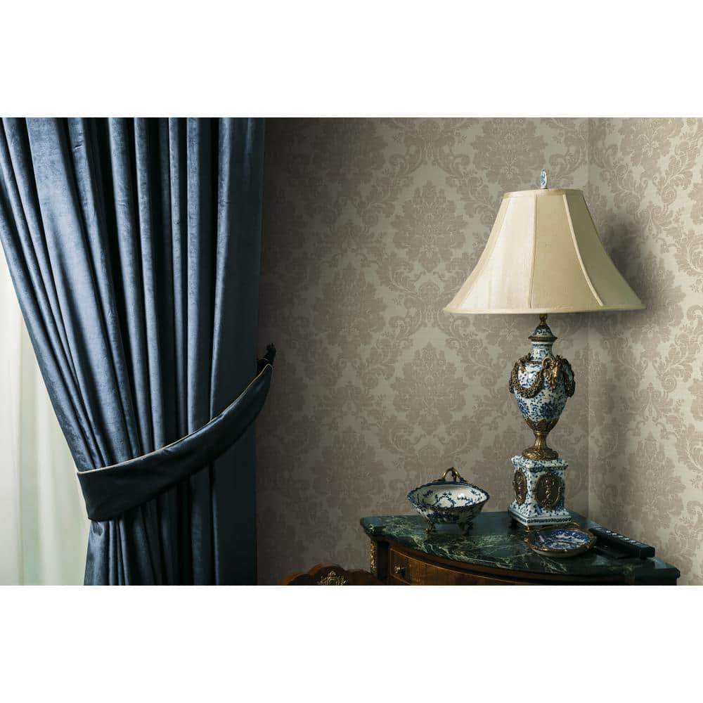 Cream Damask Non-Pasted Removable Wallpaper Roll