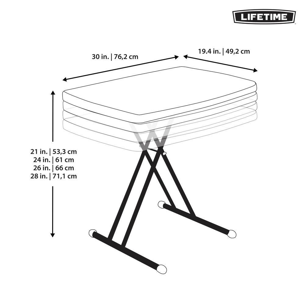 Adjustable Gray Powder-Coated Steel Folding Table with X-Shaped Legs