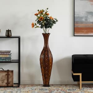 34 in. Metal Decorative Floor Vase Centerpiece Home Decoration for Dried Flower and Artificial Floral Arrangements Decor