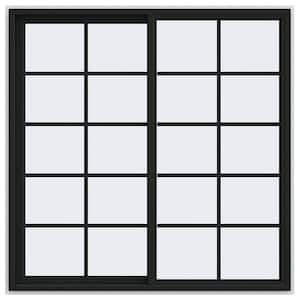 60 in. x 60 in. V-4500 Series Bronze FiniShield Vinyl Left-Handed Sliding Window with Colonial Grids/Grilles