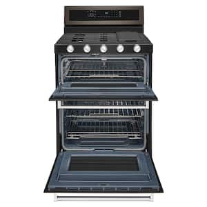 6.0 cu. ft. Double Oven Gas Range with Self-Cleaning Convection Oven in PrintShield Black Stainless