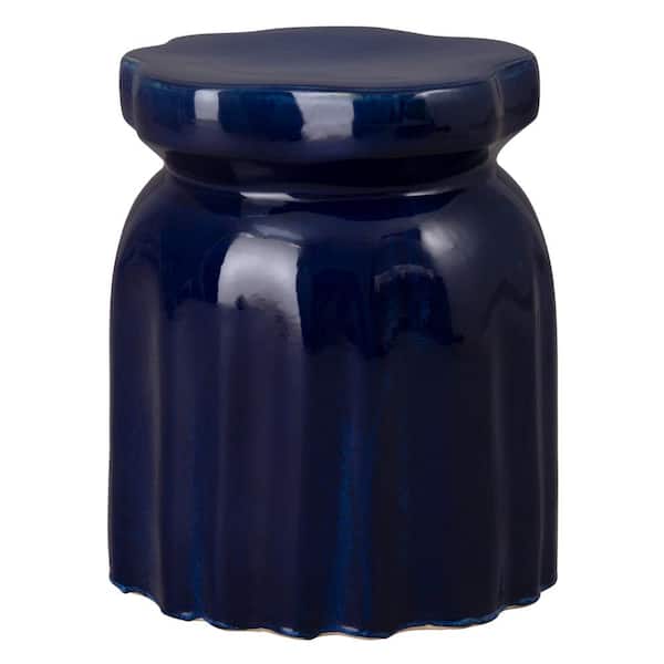 Emissary Taurus 18 in. H Glossy Glaze Blue Specialty Ceramic Garden Stool