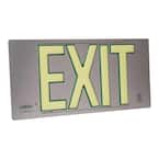 Brushed Metal Aluminum 100' Visibility 5 fc Rated Energy-Free Photoluminescent UL924 Emergency Exit Sign LED Compliant