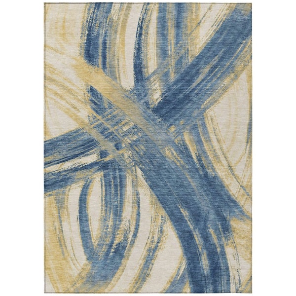 Chantille Machine Washable Indoor/Outdoor Abstract ACN2421 Navy 5 ft. x 7 ft. 6 in. Area Rug
