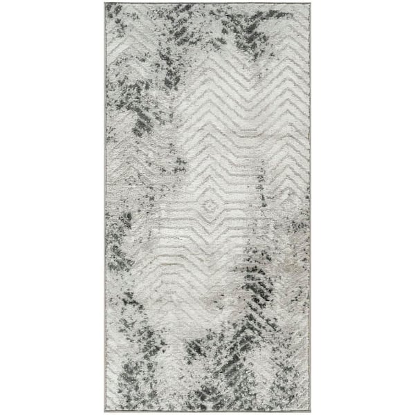 Dekor Grey Charcoal 2 ft. x 4 ft. Abstract Contemporary Area Rug