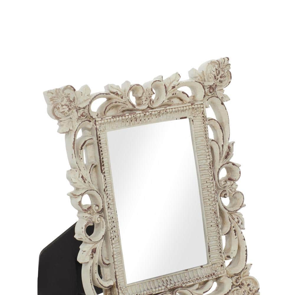 Distressed White Polystone Scrollwork Photo Frames Set of 3