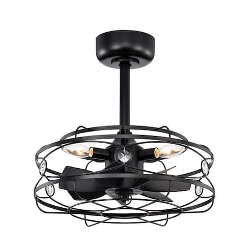 Maeve 17.3 in. 4-Light Indoor Black Finish Ceiling Fan with Light Kit Lighting