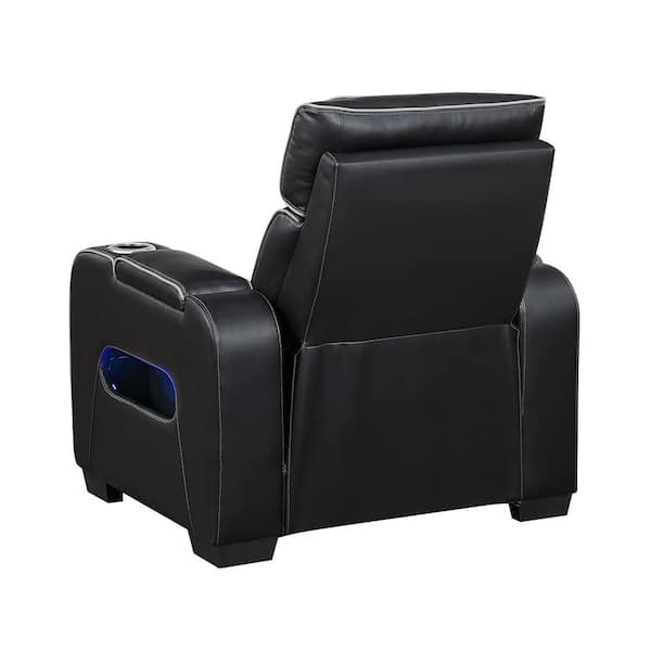 Lazzara Clumber Black Faux Leather Power Recliner with Power