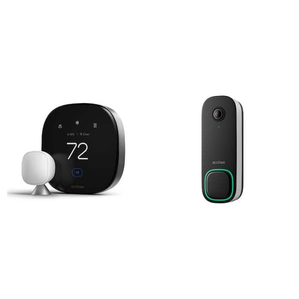 Smart Thermostat Premium with Smart Sensor and Air Quality Monitor and Smart Video Doorbell Camera (Wired) Combo
