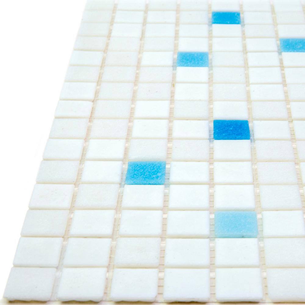 Mingles 12" x 12" Glossy Blue and White Glass Mosaic Tile