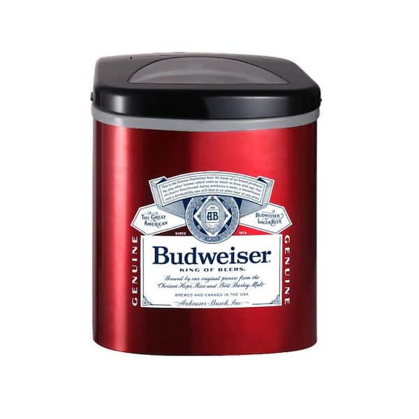 Unbranded Budweiser Ice120 Stainless Steel Ice Maker, Countertop Ice Maker, Led Display, 26 lbs., Red