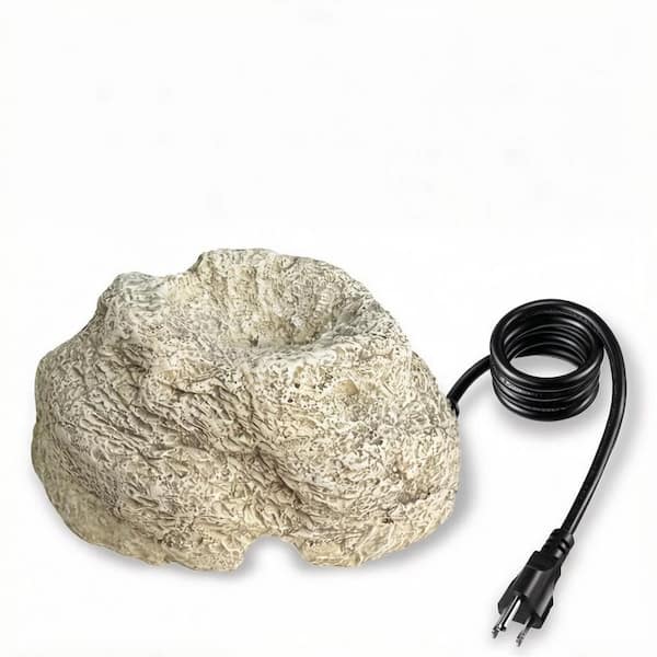 6.2 in. L x 4.3 in. W x 3.5 in. H Beige Resin Granite Rock Bird Bath Fountain w/ 7.5-Watt Water Pump for Garden and Lawn