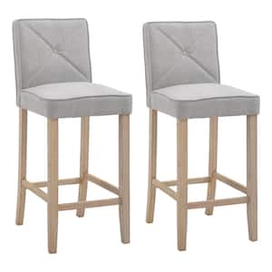 41.75 in. Beige Highback Rubberwood 29.25 in. Bar Chair with Polyester Seat 2-Included