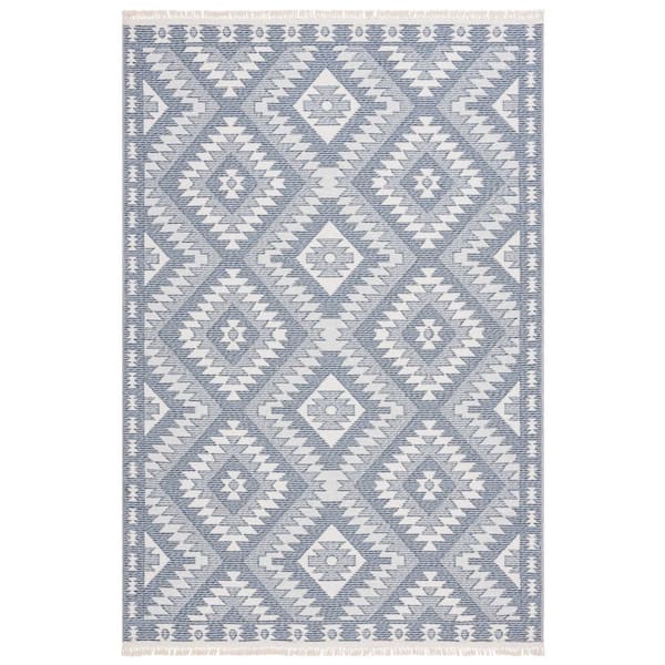 SAFAVIEH Prairie Blue/Gray 4 ft. x 6 ft. Aztec Diamonds Area Rug ...