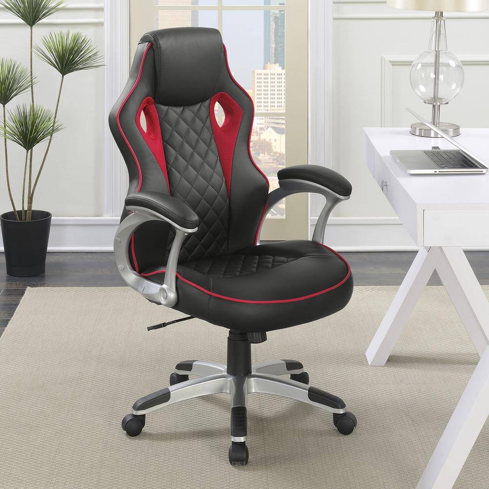 High Back Black and Red Faux Leather Swivel Executive Chair