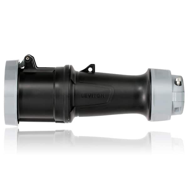 LEV Series 60 Amp 600-Volt 3-Phase, 3P, 4-Watt IEC 60309-1 and 60309-2 Pin and Sleeve Connector Watertight, Black