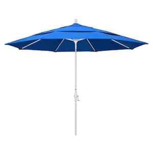 11 ft. Aluminum Collar Tilt Double Vented Patio Umbrella in Pacific Blue Olefin