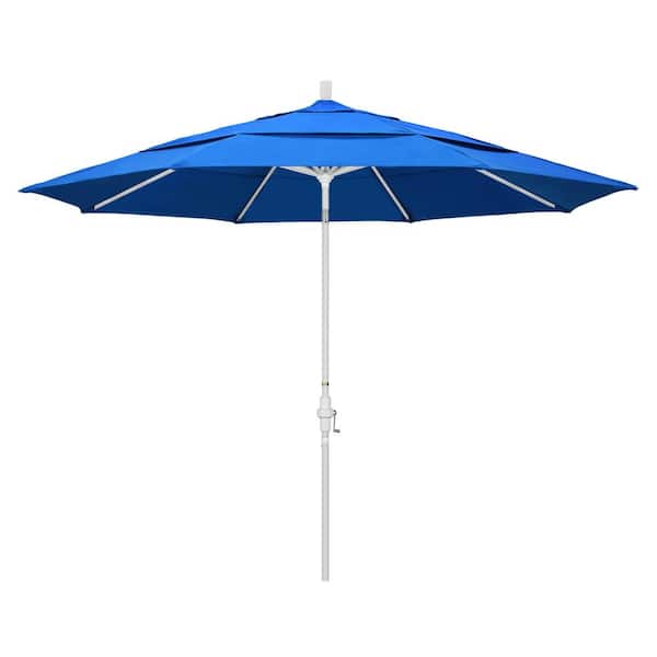 California Umbrella 11 ft. Aluminum Collar Tilt Double Vented Patio Umbrella in Pacific Blue Olefin