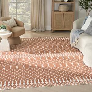 Astra Machine Washable Copper 7 ft. x 9 ft. Moroccan Transitional Area Rug