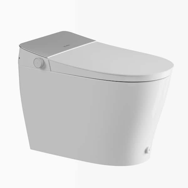 1.28GPF White Elongated Smart Toilet Bidet with Auto Open/Close, Auto Flush, Heated Seat, Warm Air Dryer and Foot Sensor