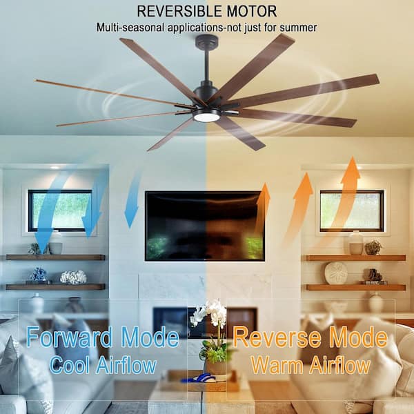 Sevenine Coastal 84 in. Indoor Matte Black Large Windmill Ceiling