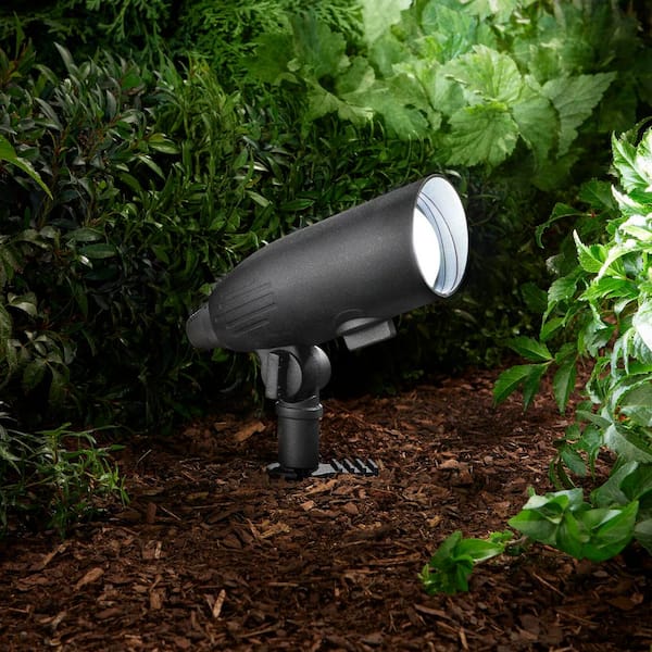 370/680 Lumen Black Hardwired Low Voltage LED Adjustable Light Color Outdoor Spotlight or Flood Light with Clear Lens