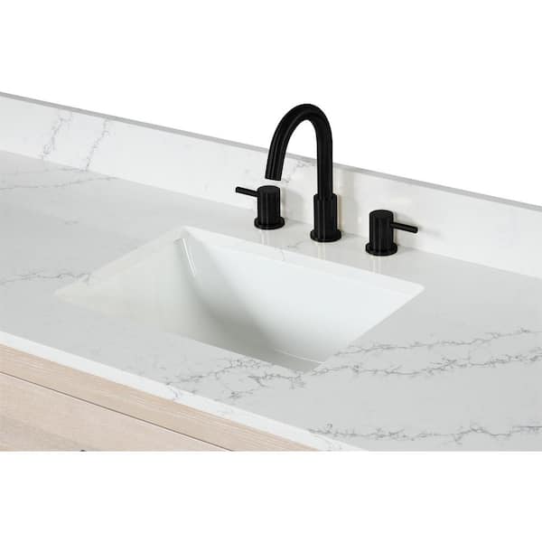 Aoibox 84 Milk Oak Modern Bathroom Vanity with Double Sink