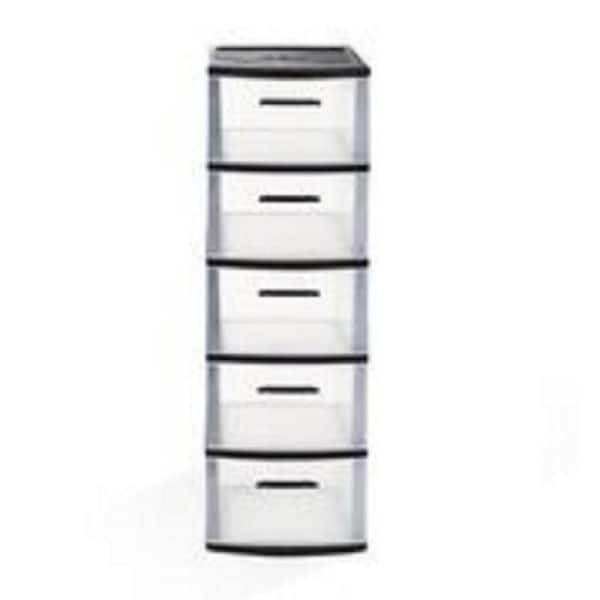 Eclypse 5-Drawer Plastic Storage Cart in Black and Clear