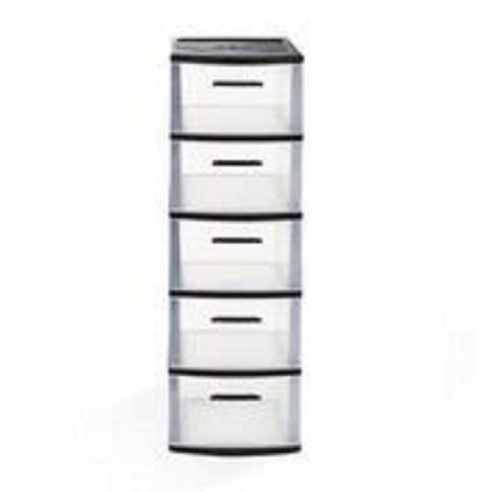 Eclypse 5-Drawer Plastic Rolling Storage Cart in Black and Clear price history on PriceWatchPro