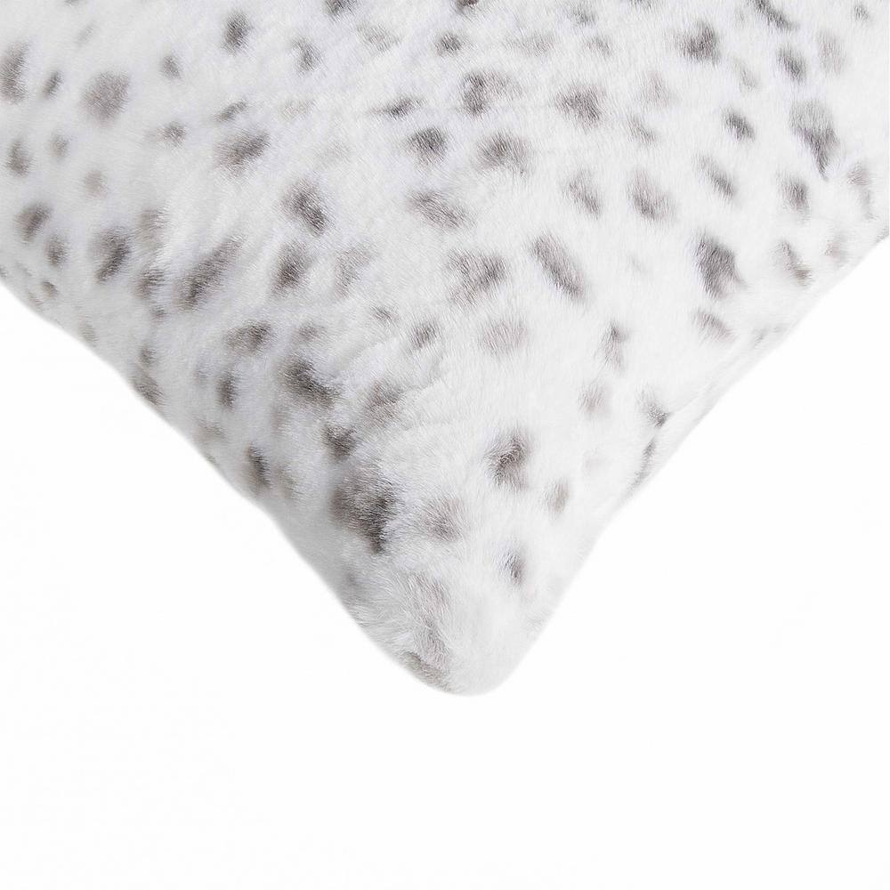 Snow Leopard Faux Fur Square Pillow Set of 2