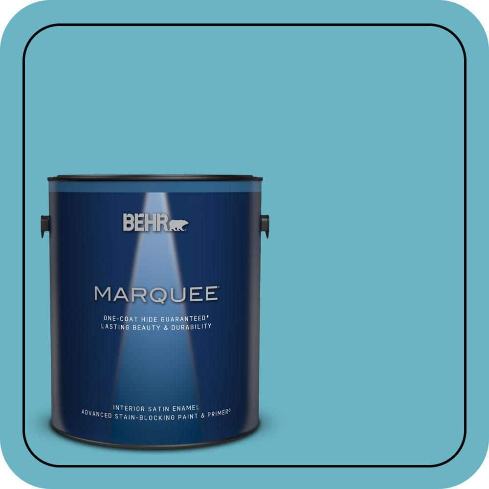 BEHR MARQUEE 1 gal. #530D-5 Riverside Blue Satin Enamel Interior Paint ...