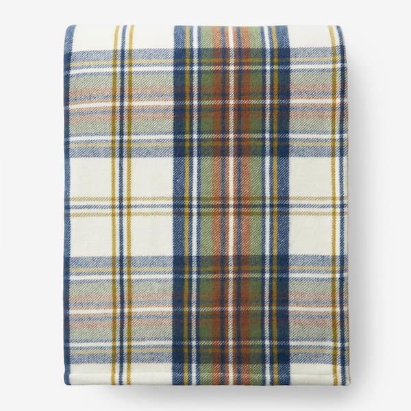 The Company Store Lambswool Plaid Green Multi Cotton Twin Blanket