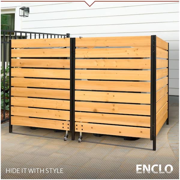 Enclo 4.2 ft. H x 6.6 ft. W x 3.4 ft. L Cedar Wood Flat Top Privacy Fence Dual Garbage Bin Panels