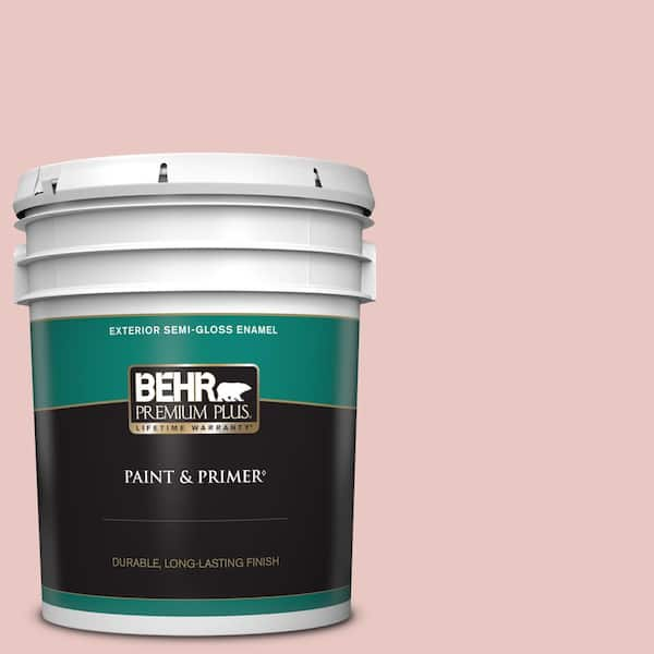 BEHR PREMIUM PLUS 5 gal. #150E-2 Kashmir Pink Semi-Gloss Enamel Exterior Paint & Primer