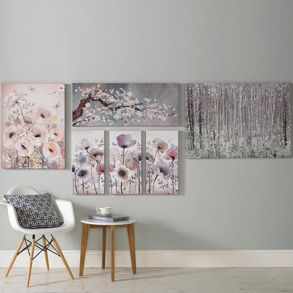 Classic Orchid Brown and Grey Canvas Wall Art, 16" x 39"