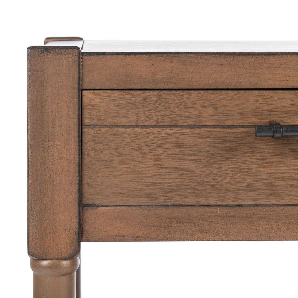Filbert Brown Wood and Metal Console Table with Storage