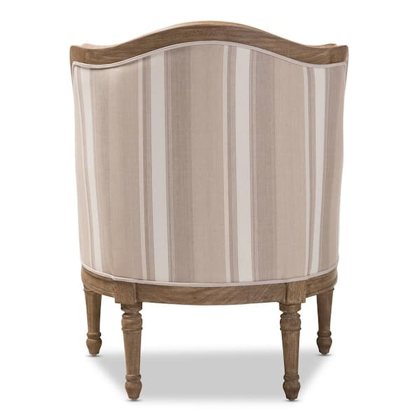 Baxton Studio Charlemagne Beige Stripes Fabric Upholstered Accent