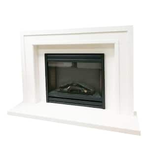 Dynasty Shoreditch 66 in. W. x 48 in. Full Surround Mantel in Natural White Limestone with Honed Finishing