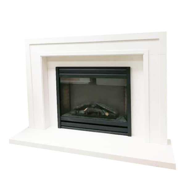Dynasty Fireplaces Dynasty Shoreditch 66 in. W. x 48 in. Full Surround Mantel in Natural White Limestone with Honed Finishing
