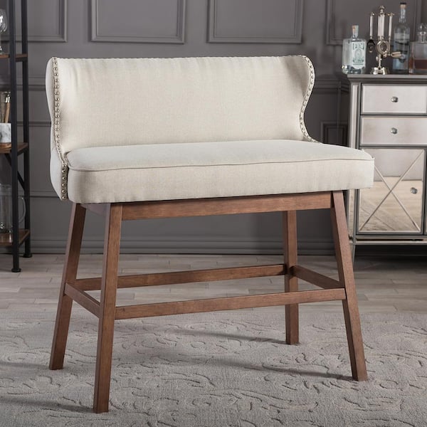 Baxton Studio Gradisca Beige Fabric Upholstered Bar Bench 28862