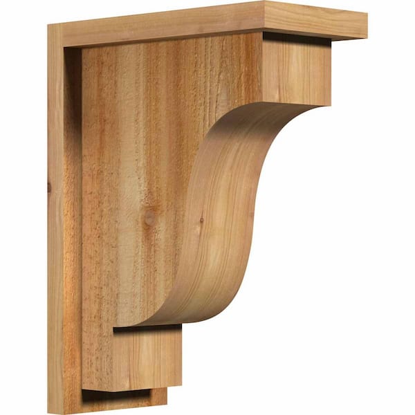 Ekena Millwork 6 in. x 12 in. x 16 in. Western Red Cedar Newport Rough Sawn Corbel with Backplate