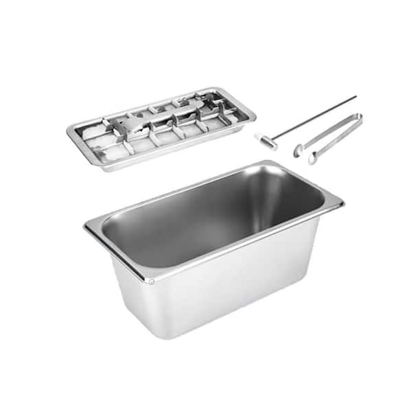 Lynzavix Vintage Stainless Steel Ice Cube Tray and Bin with Lever