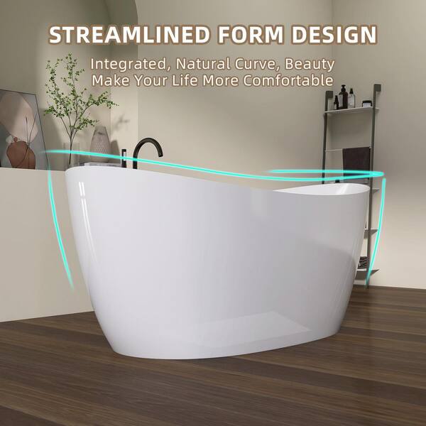 TODAYFUL× SEPARATE BATH Zeafive Dazy 69 in. x 33 in. Freestanding White Soaking Bathtub