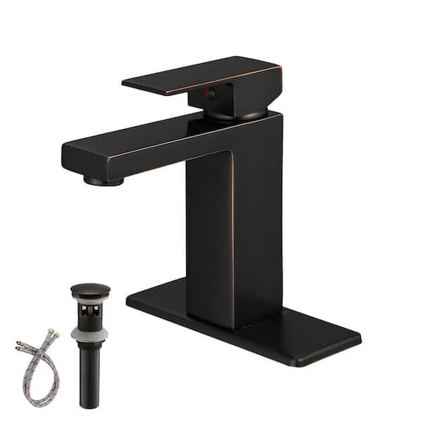 Unbranded Single Handle Single Hole Bathroom Faucet with Drain Assembly in Oil Rubbed Bronze