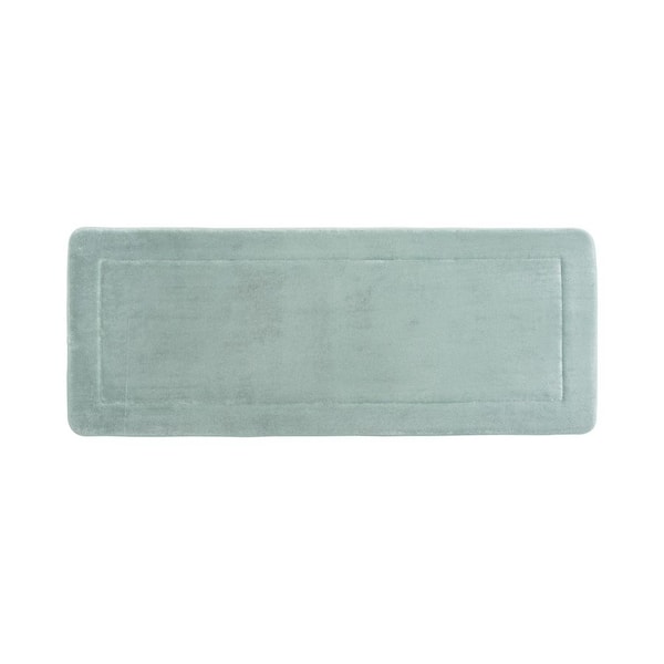 Oliver Brown Oliver Brown Aqua 24 in. x 60 in. Terry Memory Foam Bath Rug