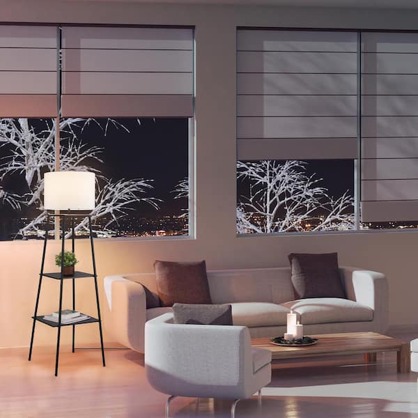 Collins 61 in. Dark Walnut Finish Shelf Floor Lamp with CEC Title 20 LED Bulb Included