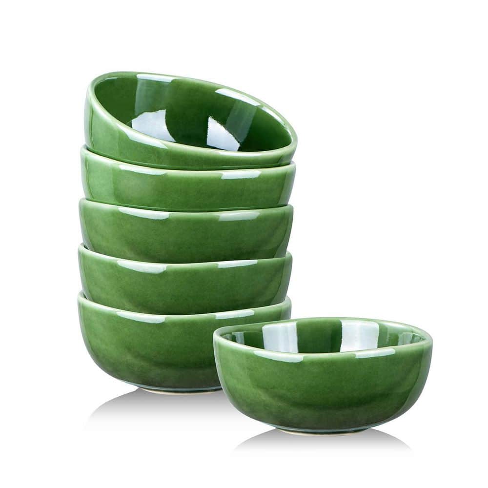 Wudkey 26 fl. oz. Green Stackable Glaze Ceramic Bowls, Porcelain